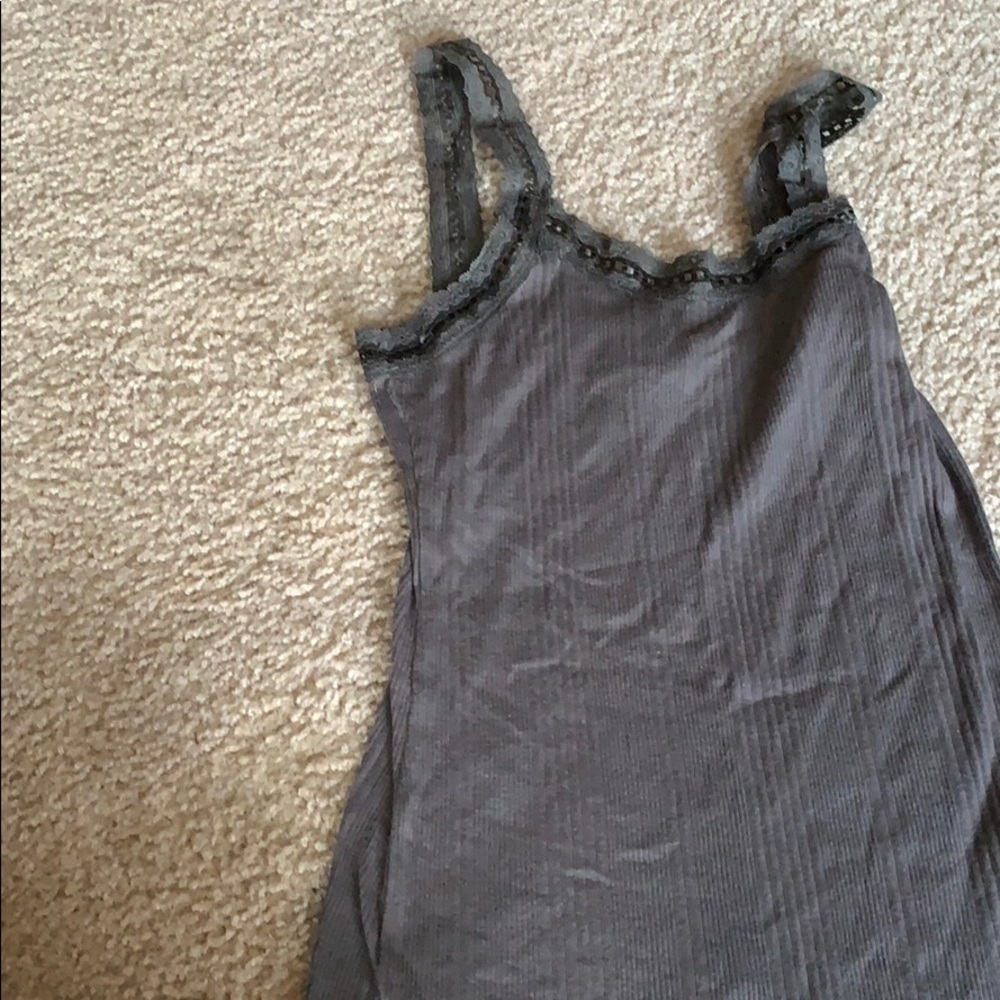 COPY - Gray Tank with Lace Trim